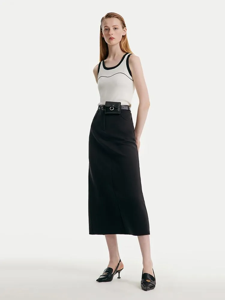 Airy Cotton Skirt With Belt And Bag