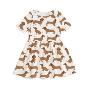 Alberta Dress - Dachshunds Brown