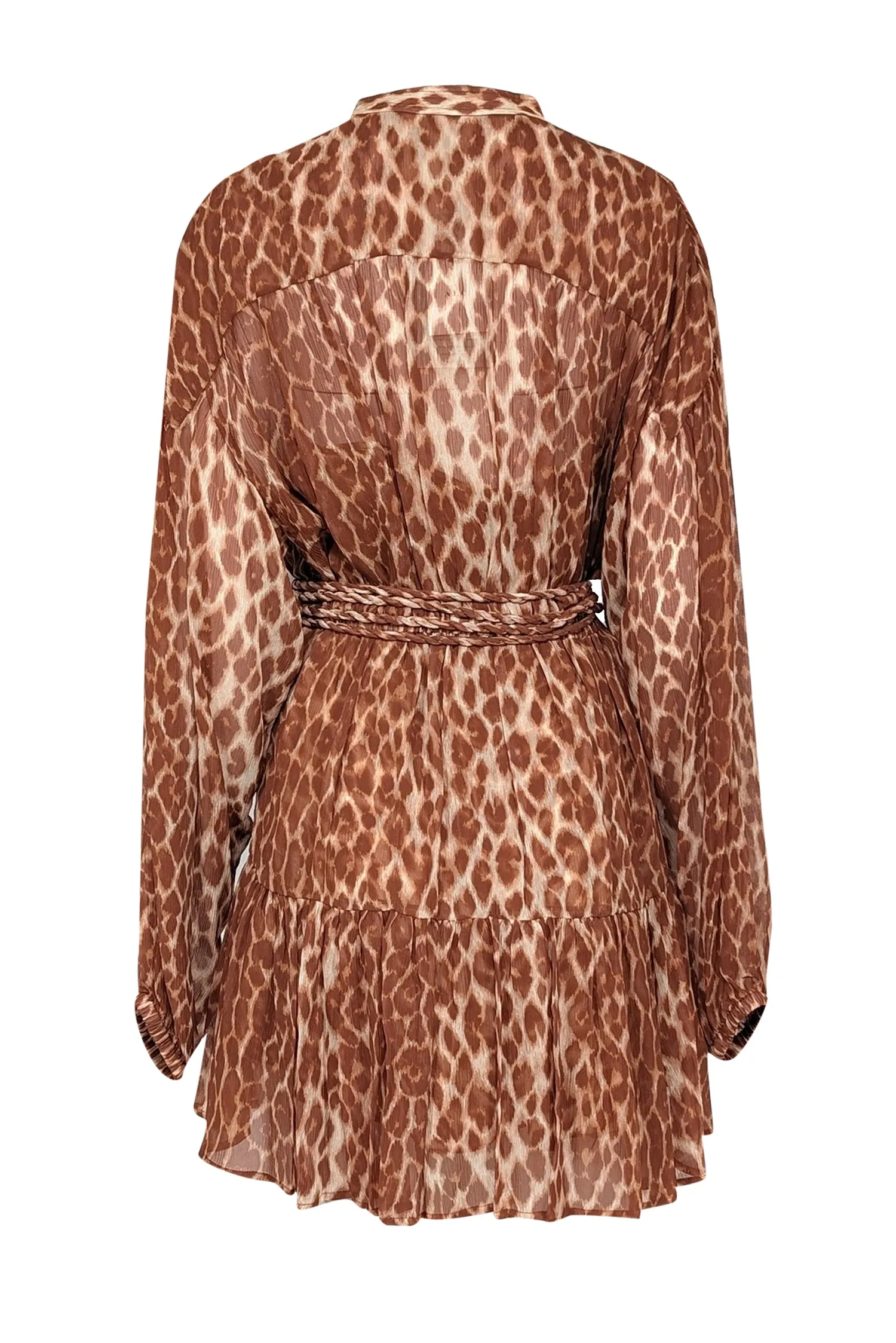 A.L.C. - Tan & Brown Leopard Print Silk Dress Sz 8