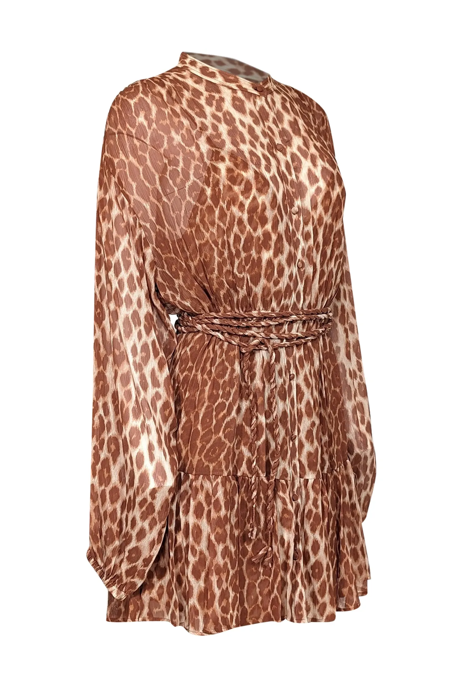 A.L.C. - Tan & Brown Leopard Print Silk Dress Sz 8