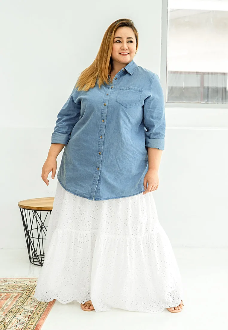 Ashleye Cotton Eyelet Tier Skirt - White