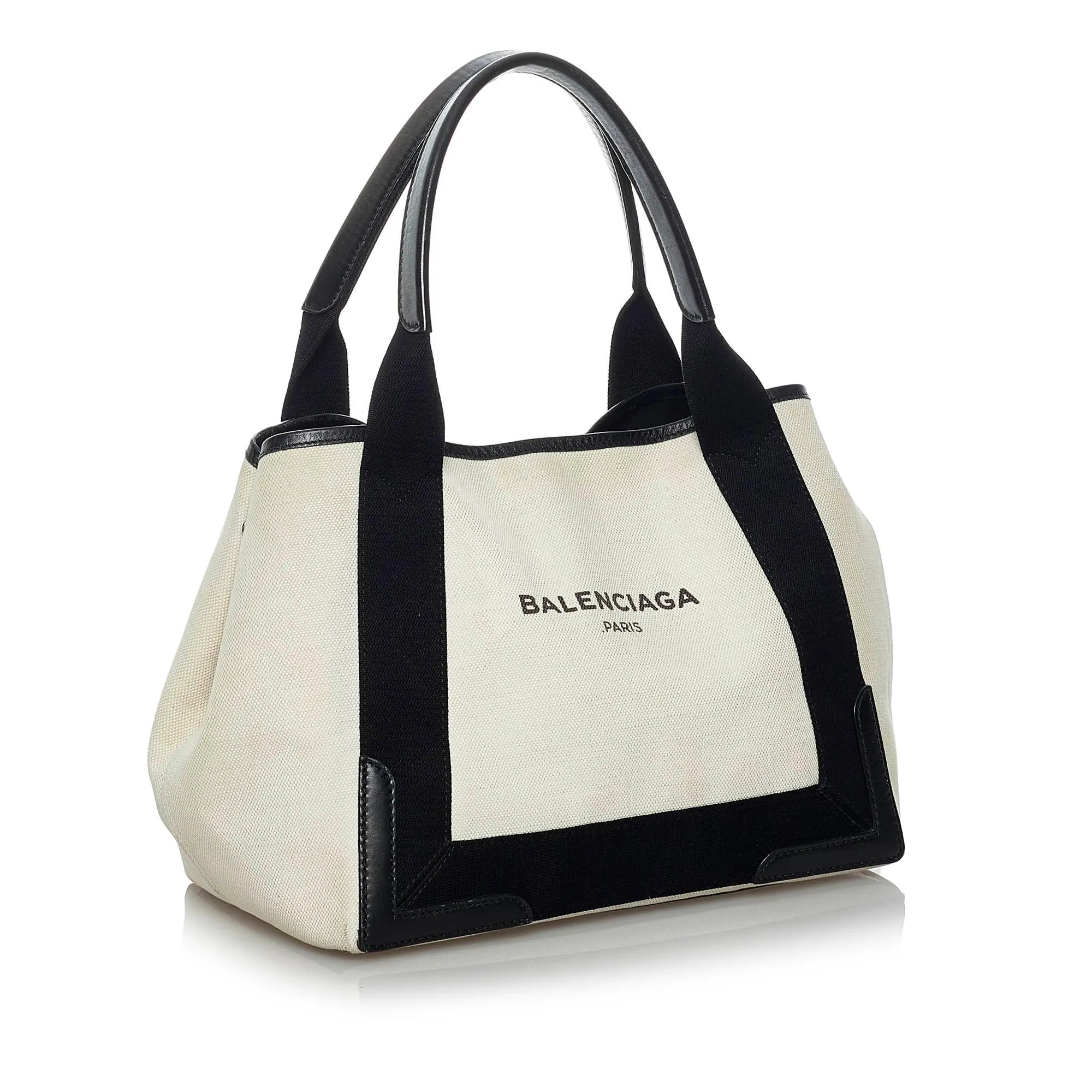 Balenciaga Navy Cabas Canvas Handbag (SHG-33816)