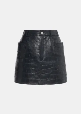 Black Crodo Leather Mini Skirt