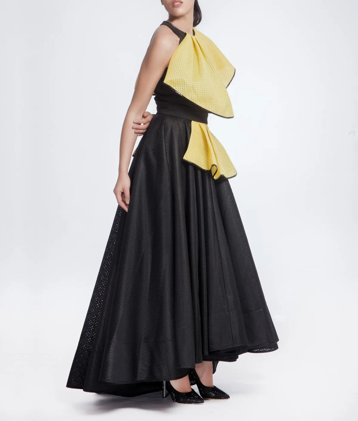 Black Pleated Long Skirt