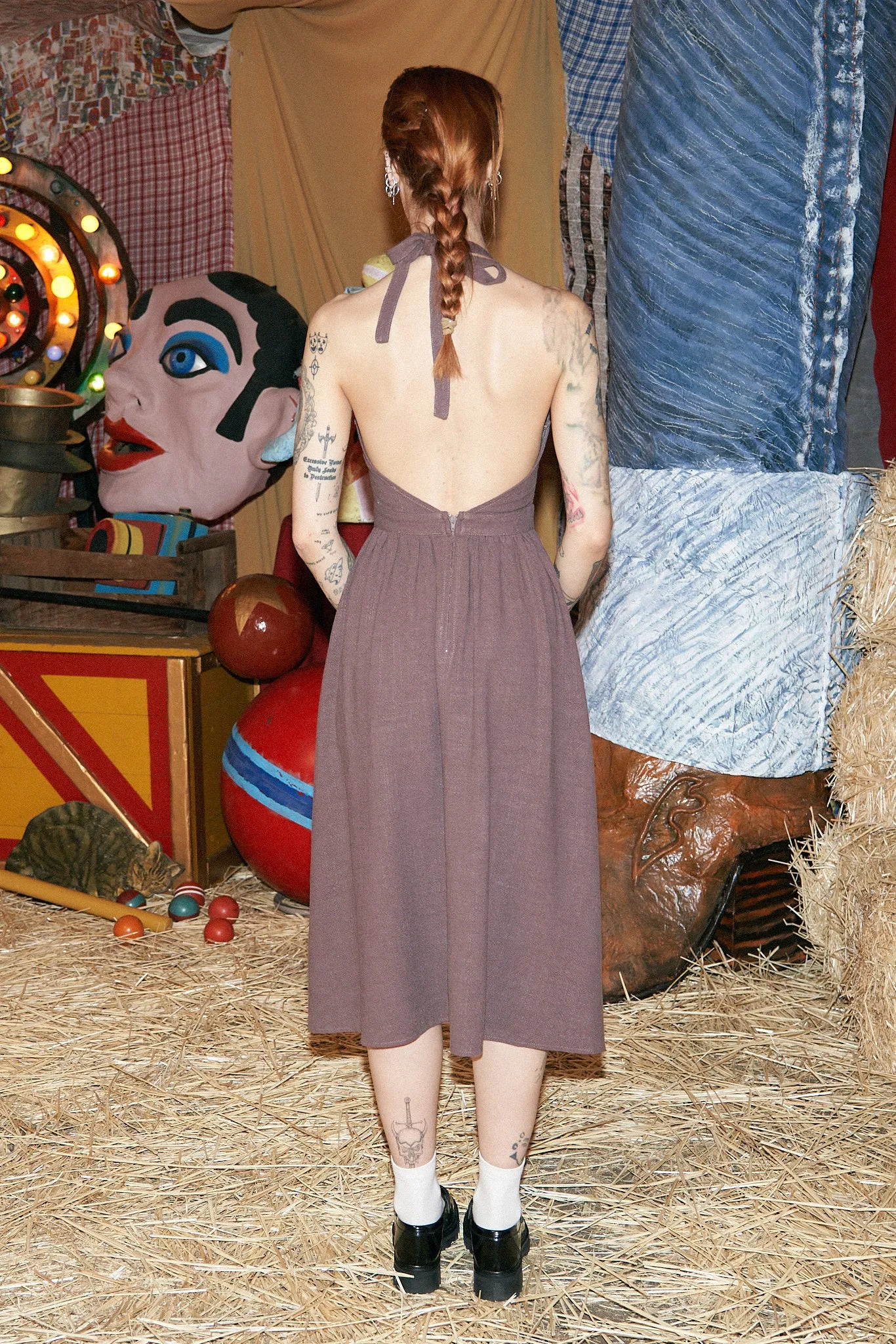 Brown Linen Apron Dress