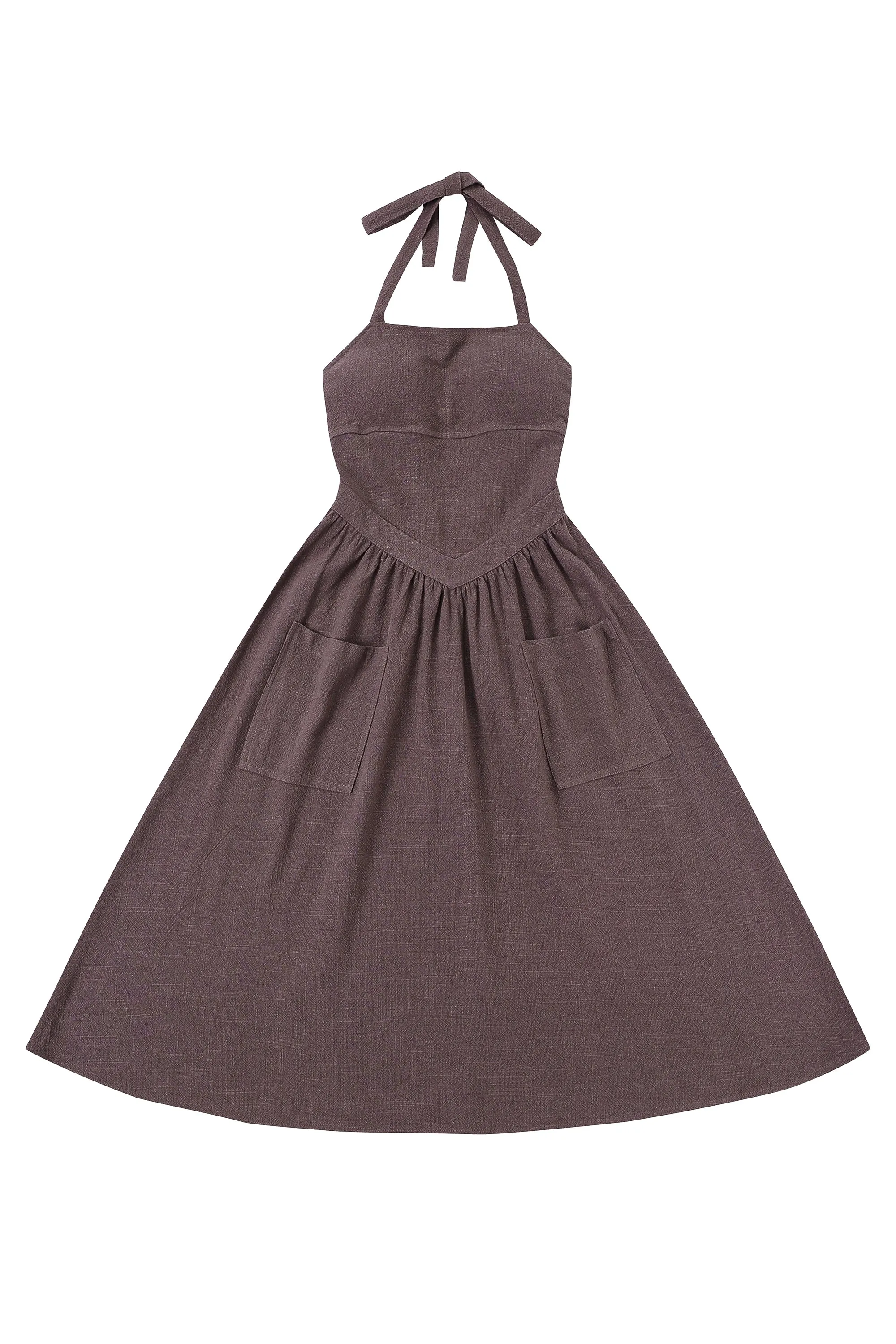 Brown Linen Apron Dress