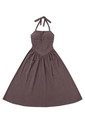 Brown Linen Apron Dress