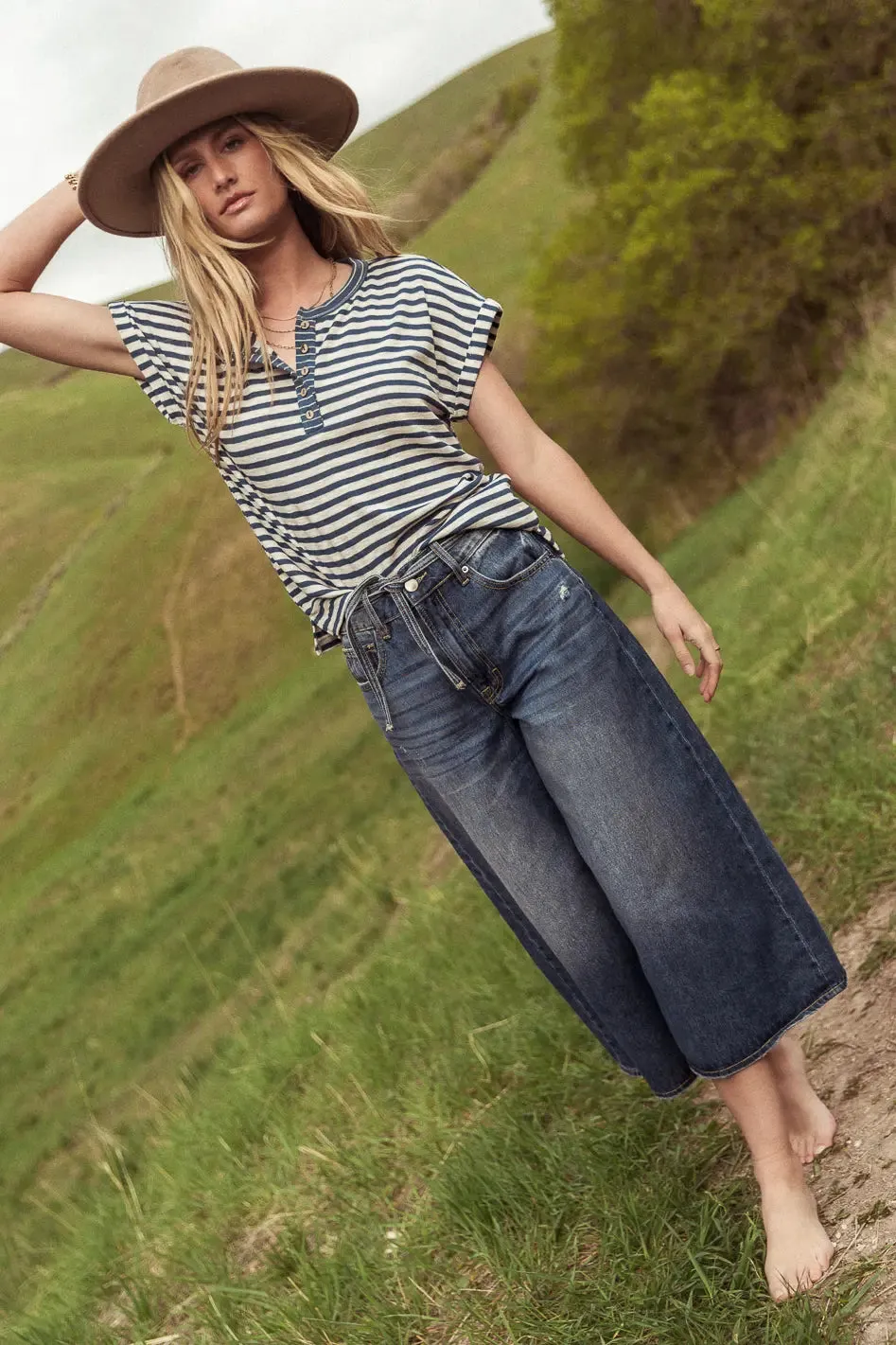 Bruce Culottes in Medium Wash - FINAL SALE