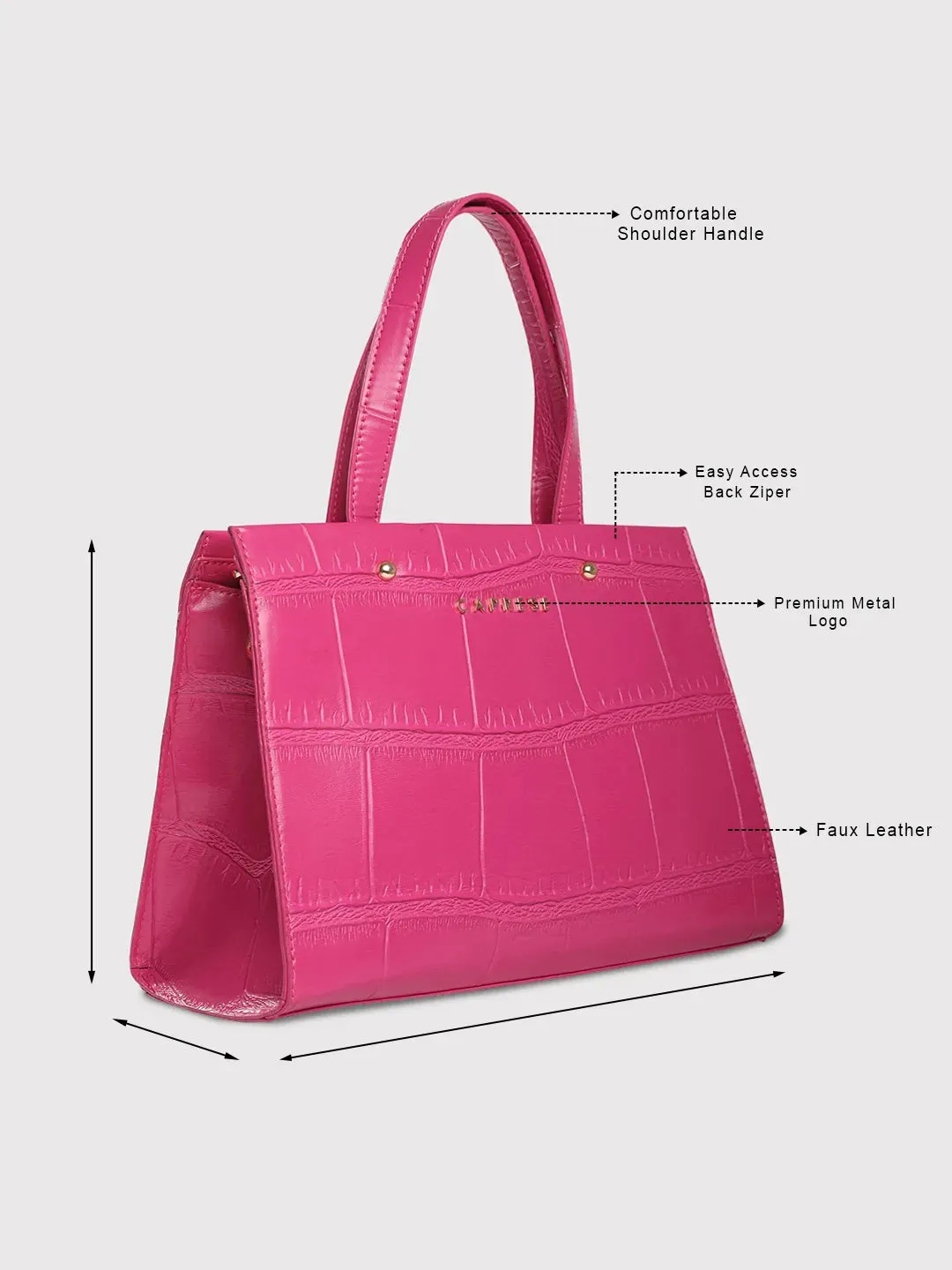 Caprese Mink Tote Small Croco Women'S Office Handbag Fuchsia