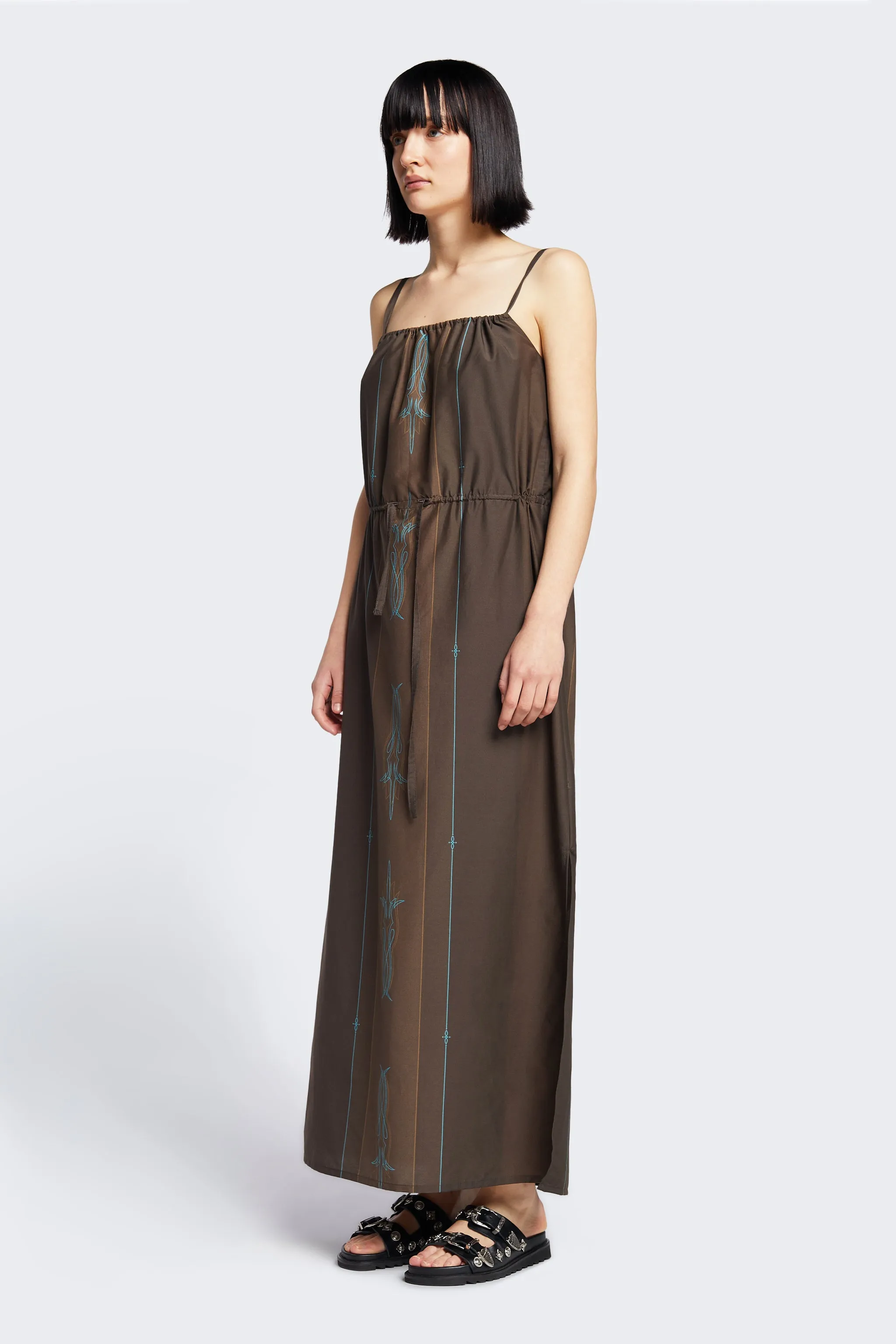 Cease Column Dress  Brown Print