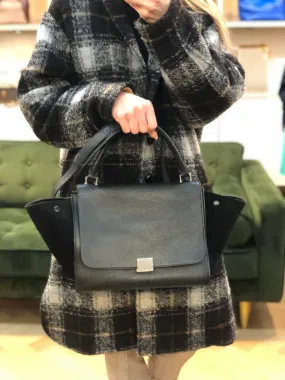 Celine Black Leather 'Trapeze' Handbag