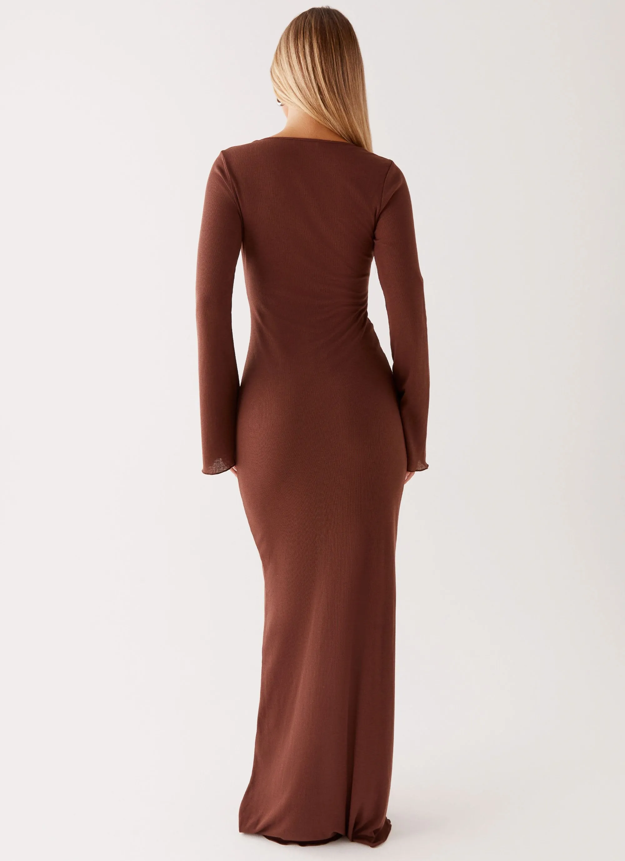 Cosy Days Long Sleeve Maxi Dress - Brown