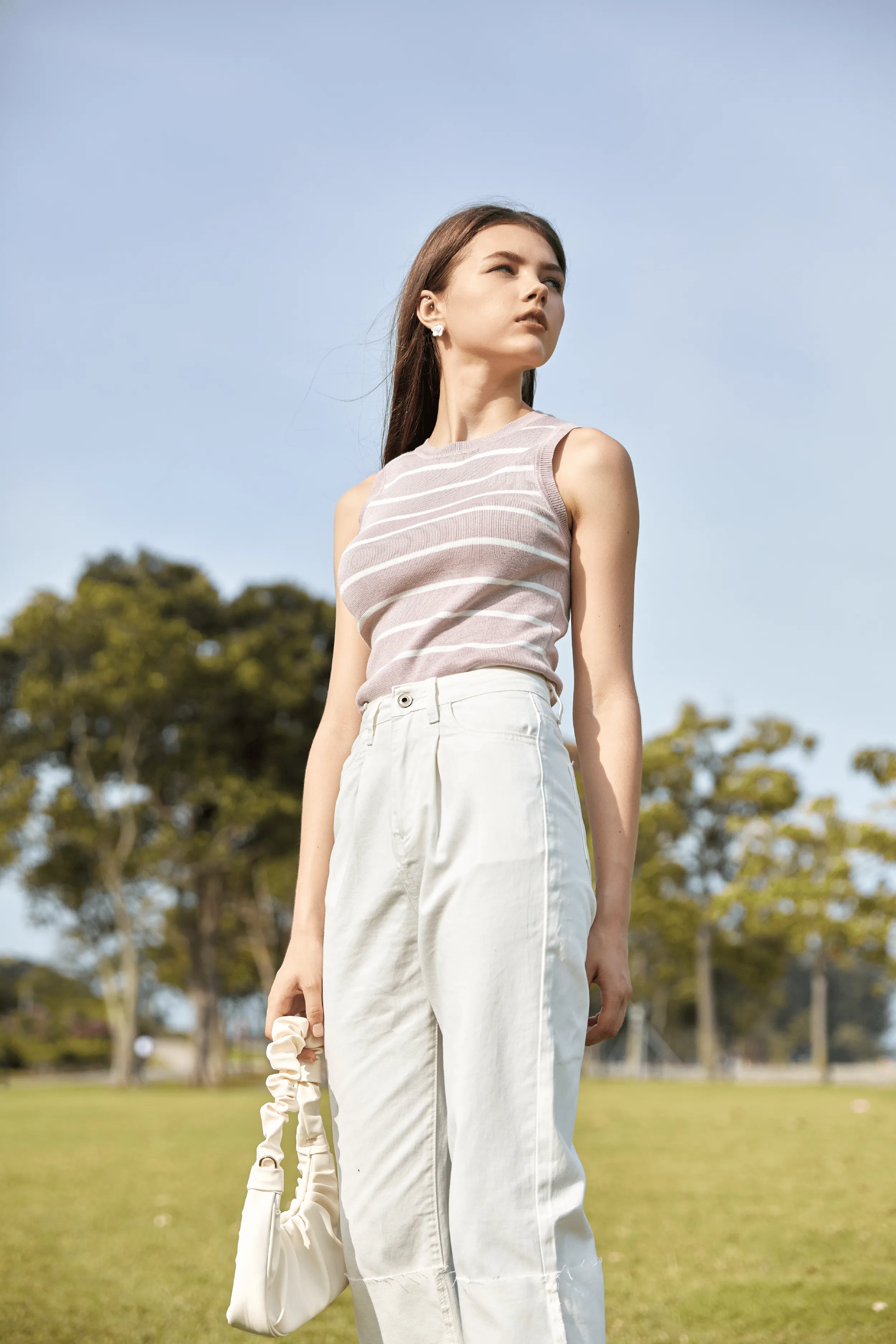 DAMARIS CUFFED DENIM CULOTTES IN WHITE