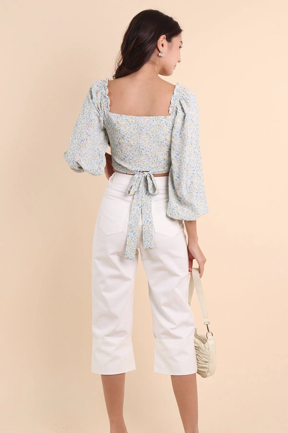 DAMARIS CUFFED DENIM CULOTTES IN WHITE