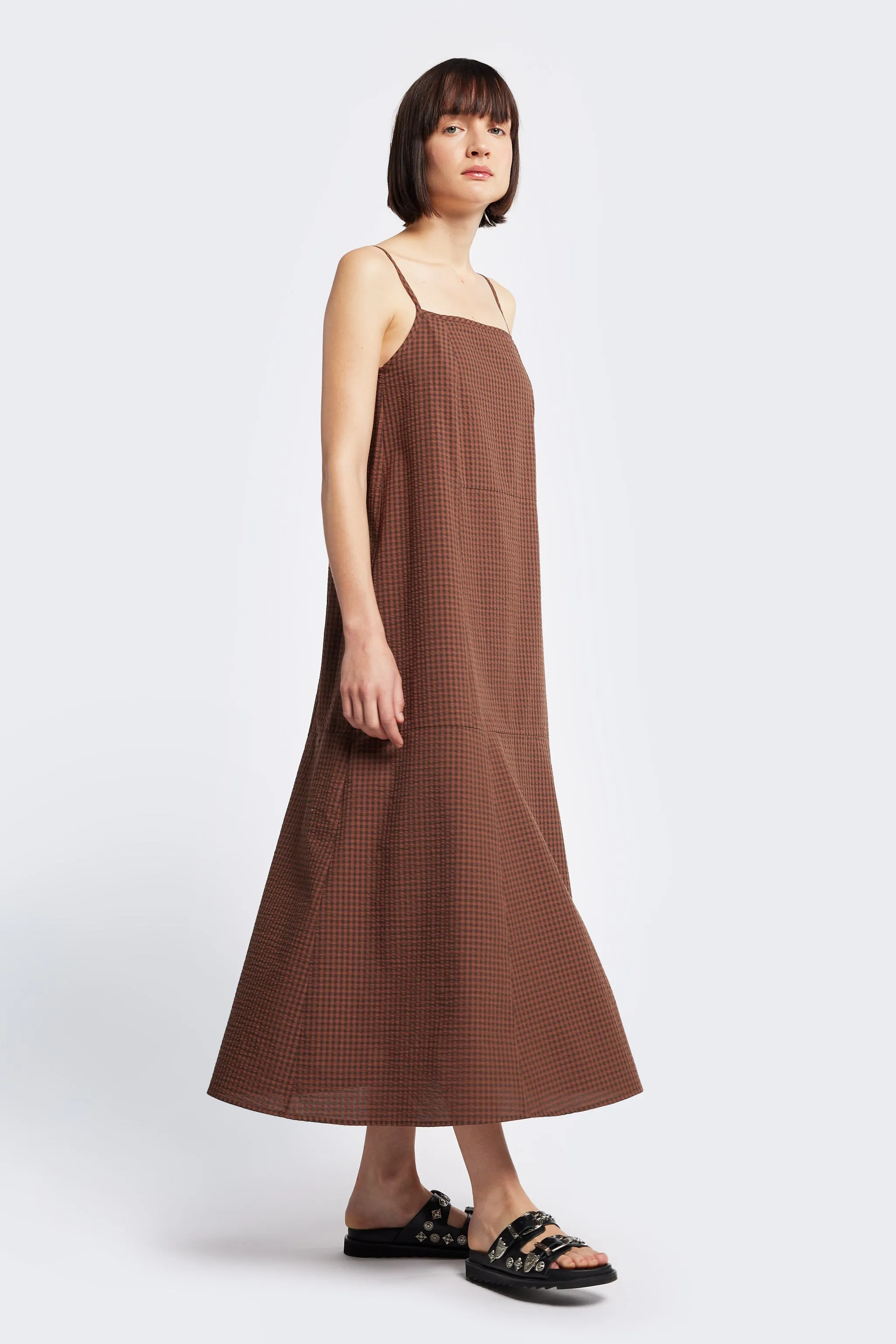 Deluge Dress Brown Gingham