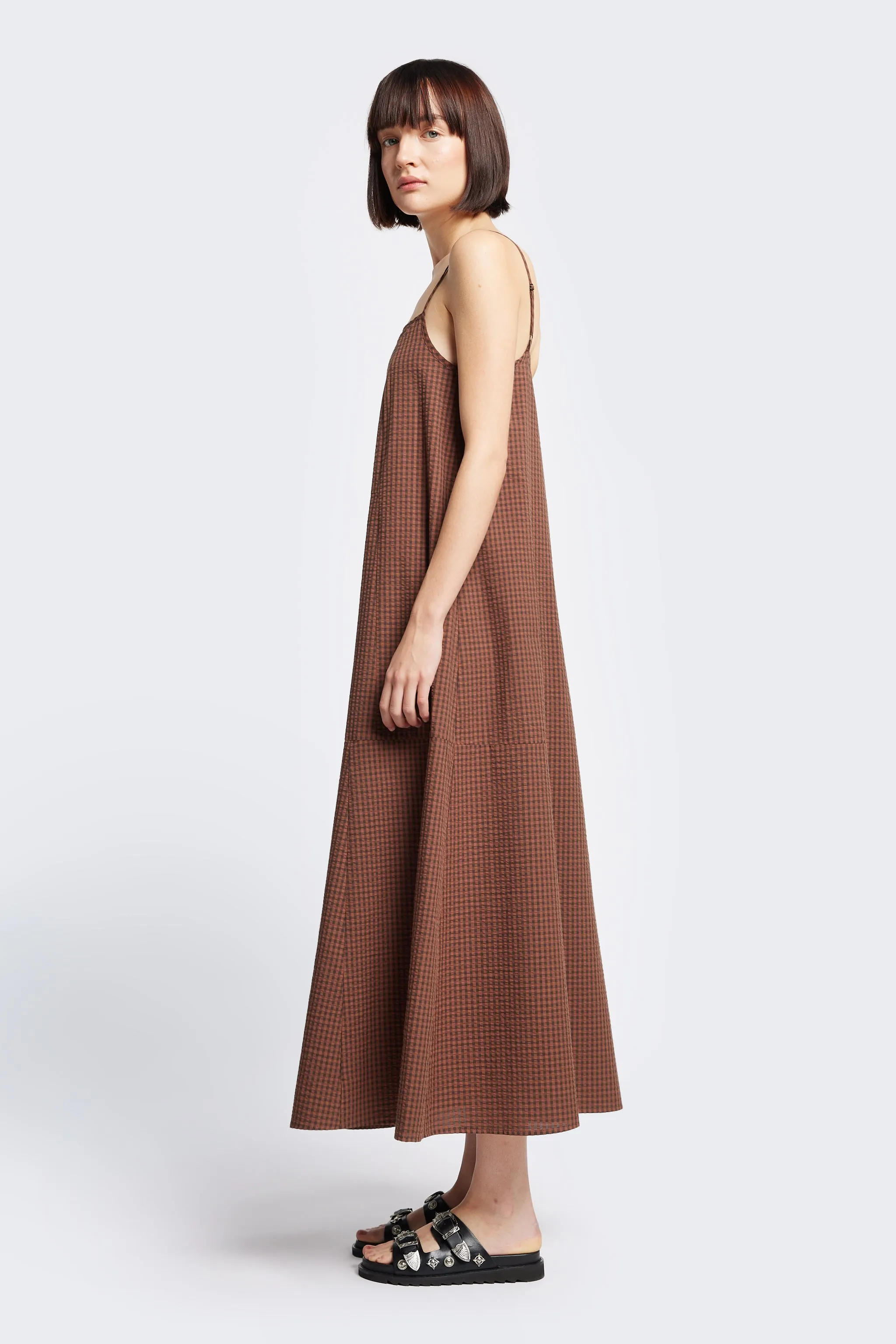 Deluge Dress Brown Gingham