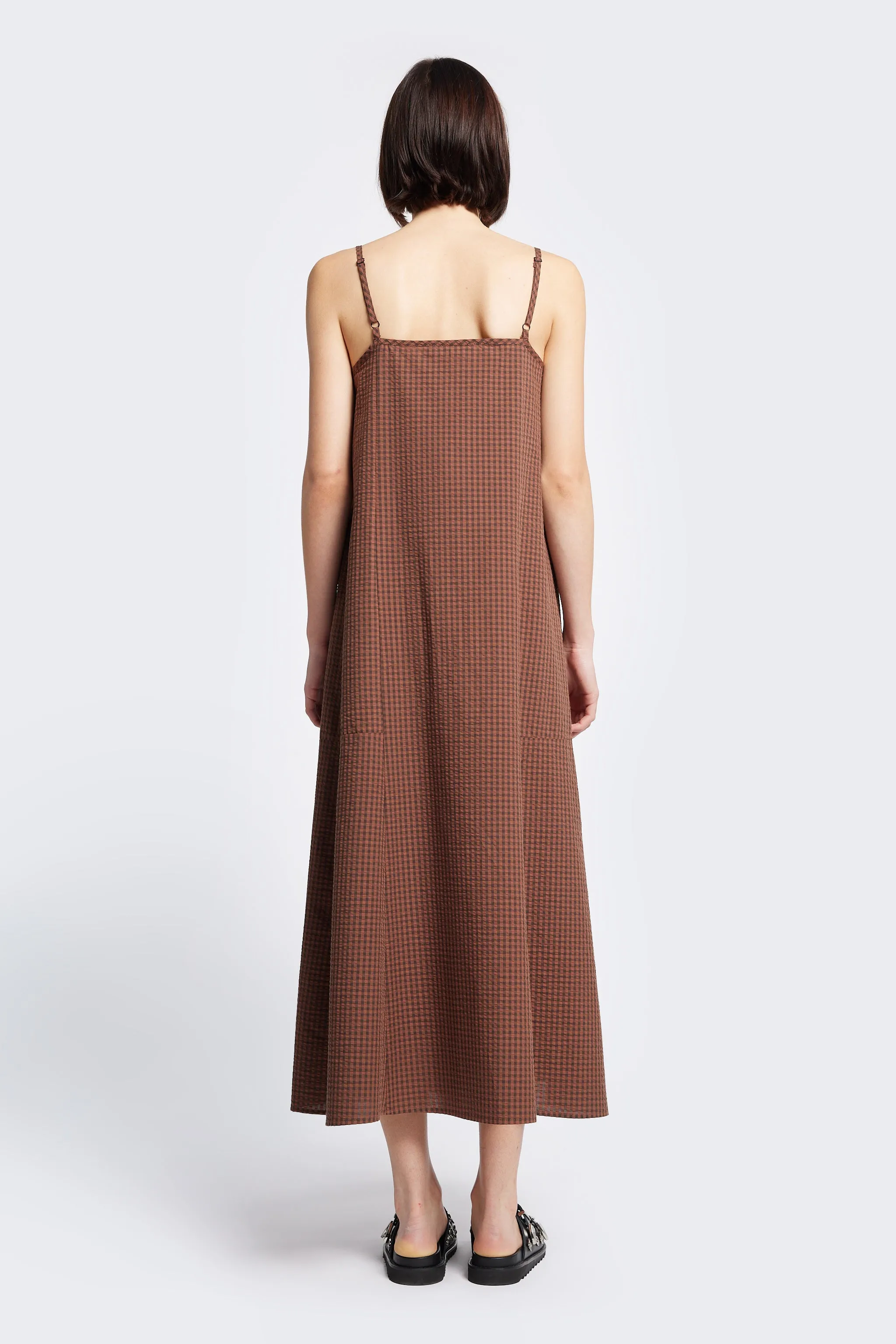 Deluge Dress Brown Gingham