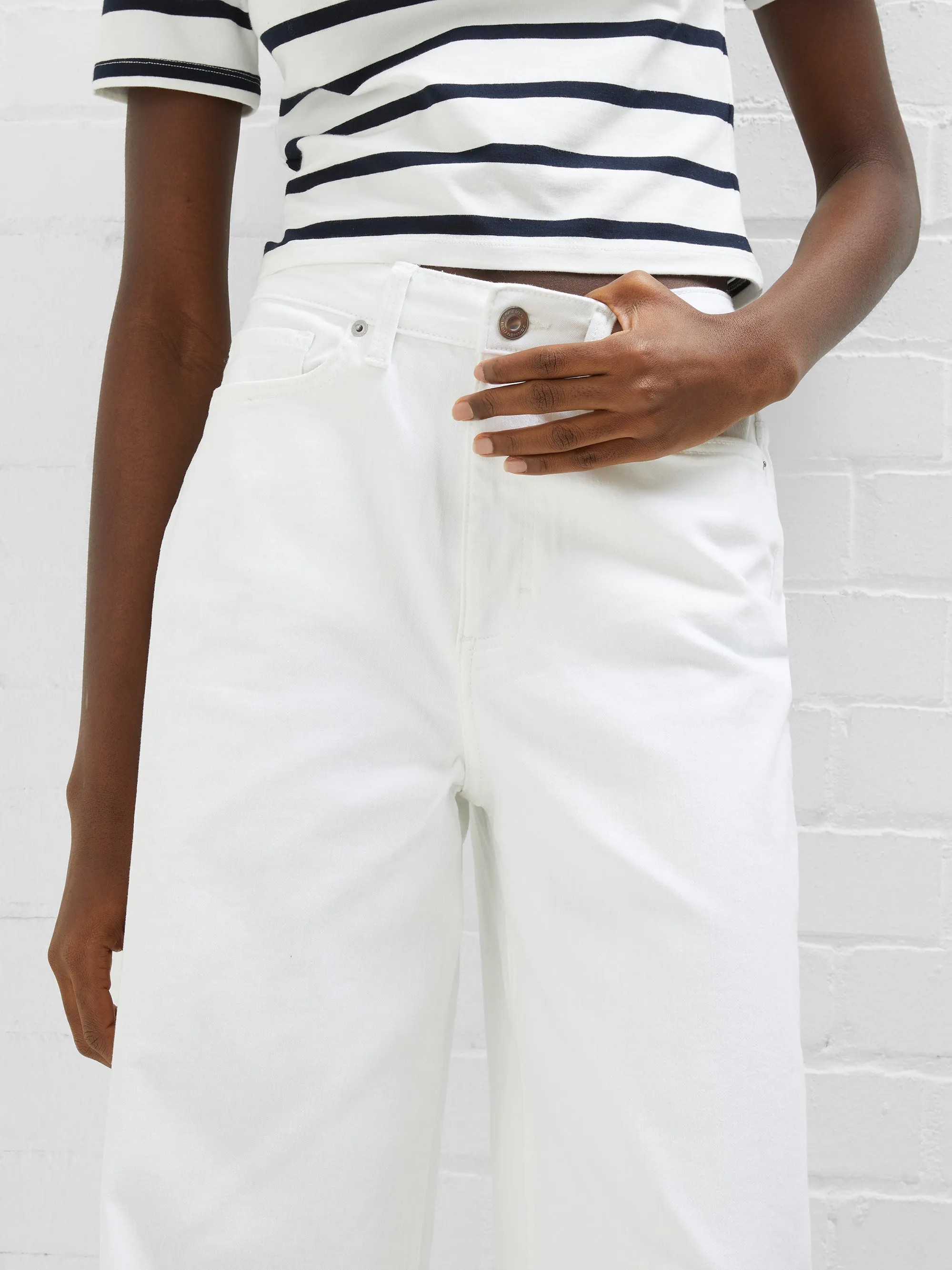 Denim Stretch White Culottes 24 Inch