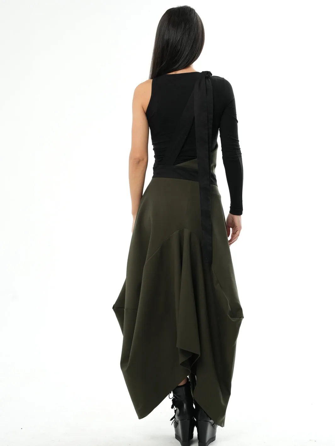 Extravagant Pinafore Skirt In Khaki