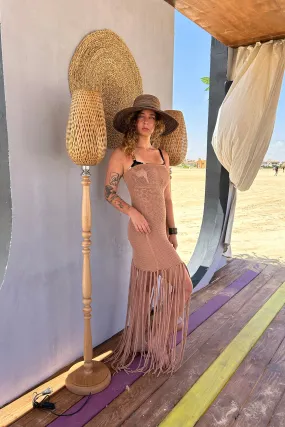 Fringe Beach Dress - Brown