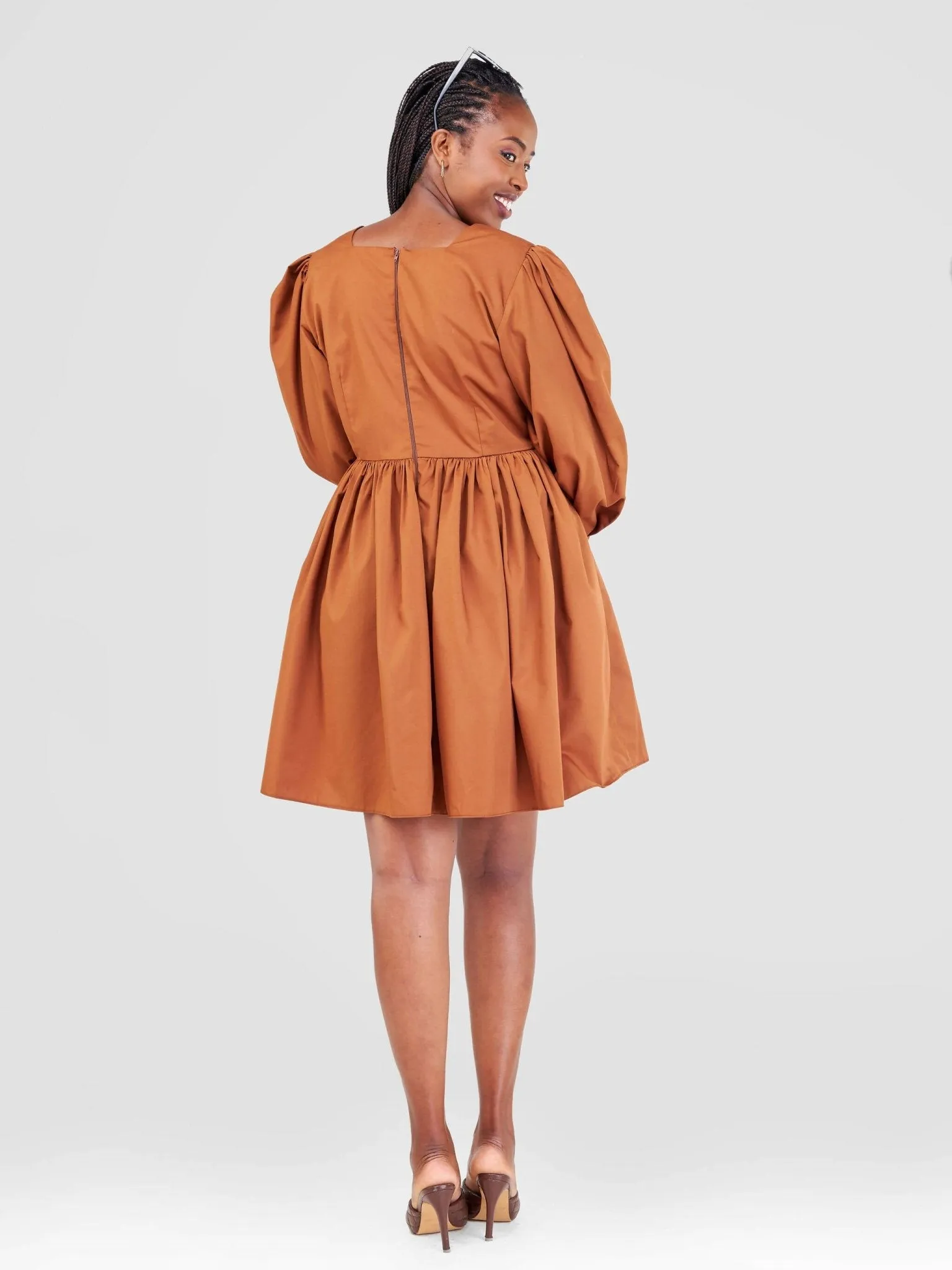 Izulu Doldol Mini Dress - Chocolate Brown