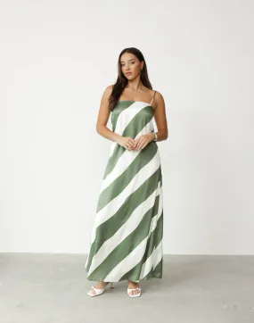 Kacey Maxi Dress (Khaki Stripe)