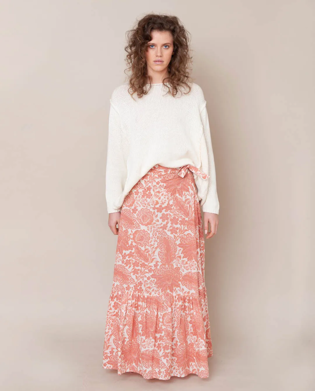 Kali Organic Cotton Skirt In Pink Print