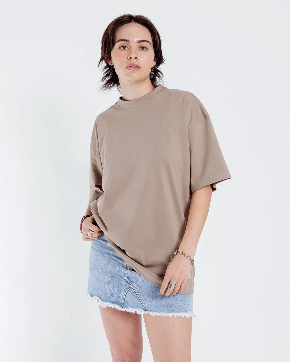 Khaki Basic Oversized Tee