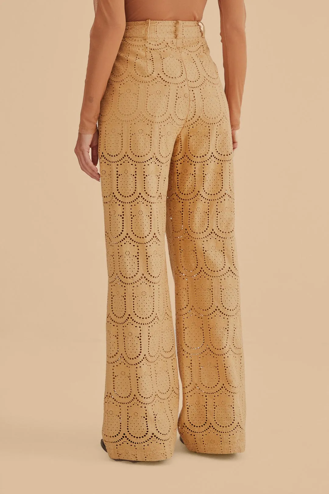 Khaki Pineapple Eyelet Pants