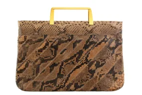 LISA python snakeskin patchwork handbag metal handle