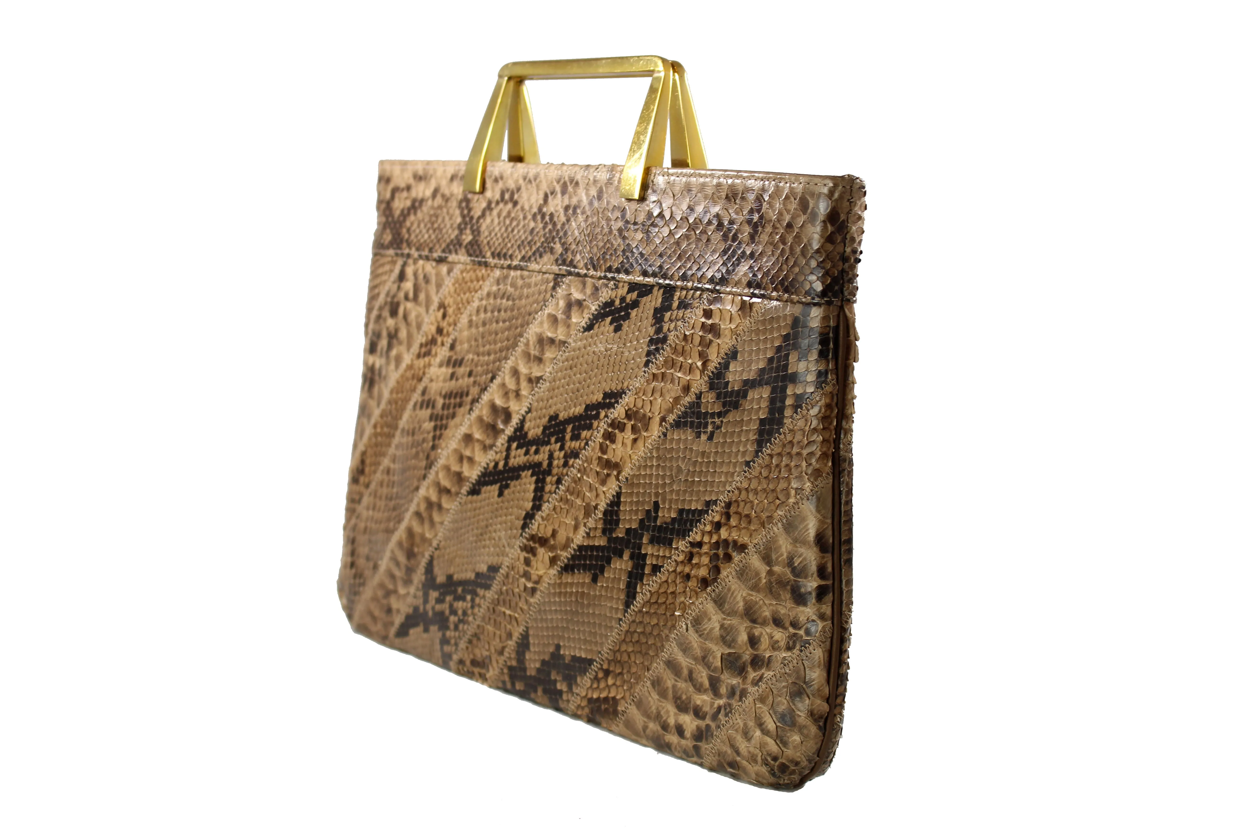 LISA python snakeskin patchwork handbag metal handle