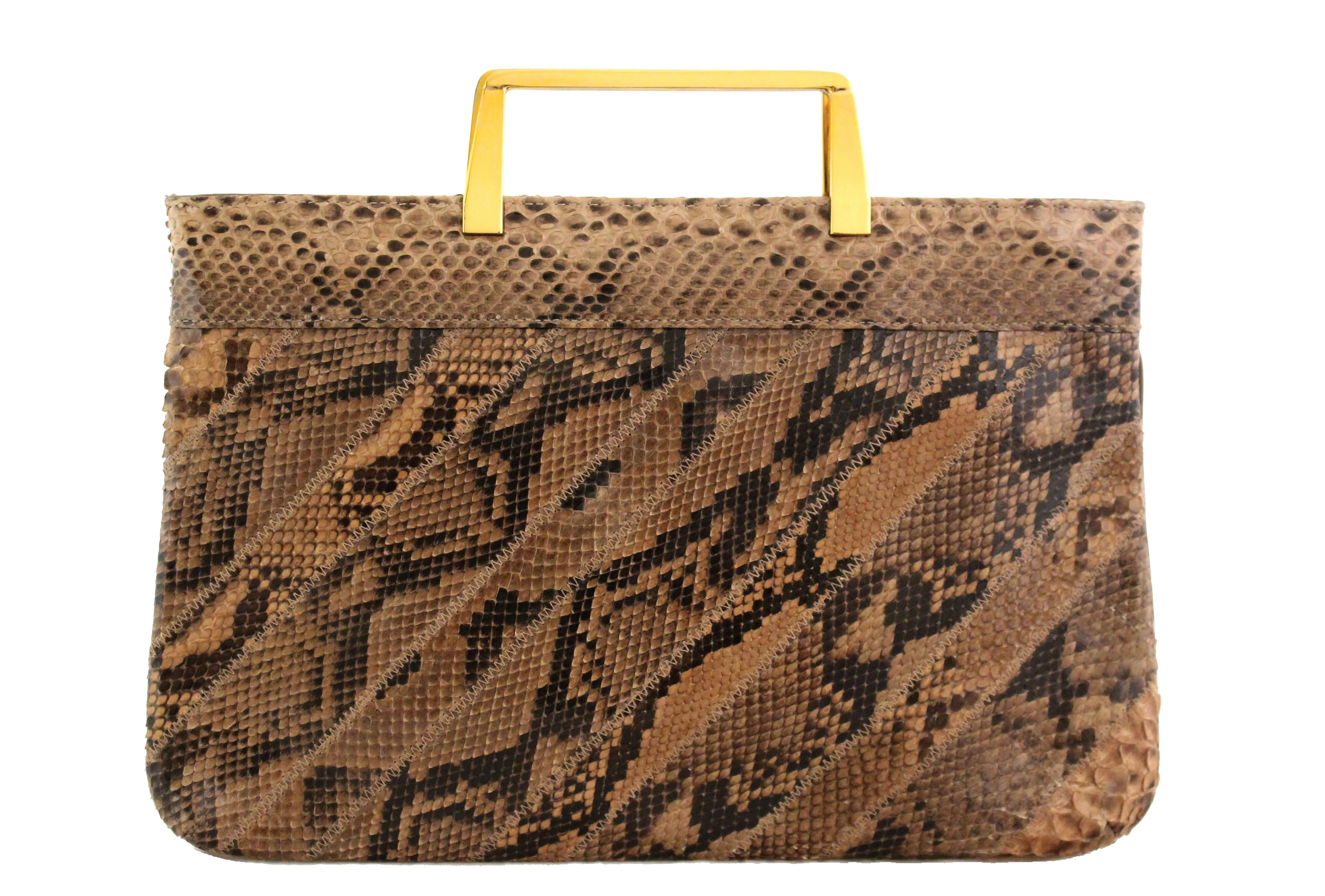 LISA python snakeskin patchwork handbag metal handle