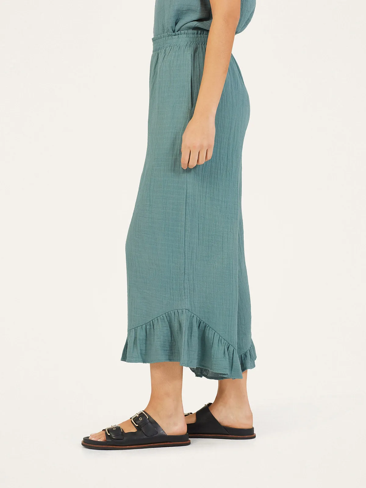 Paiva Organic Cotton Frill Culottes - Lagoon Blue