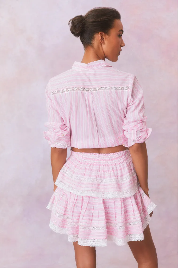 Ruffle Mini Stripe Cotton Skirt