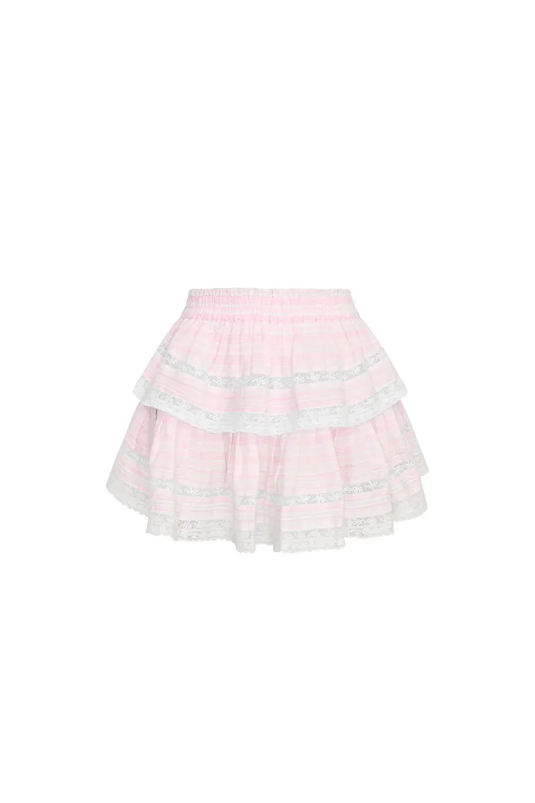 Ruffle Mini Stripe Cotton Skirt