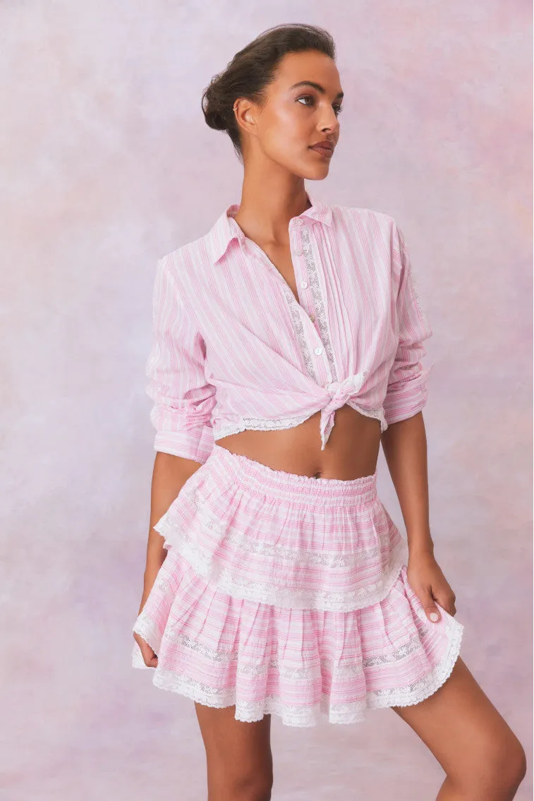 Ruffle Mini Stripe Cotton Skirt