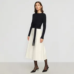 Saskia Front-Seam Cotton Twill Skirt