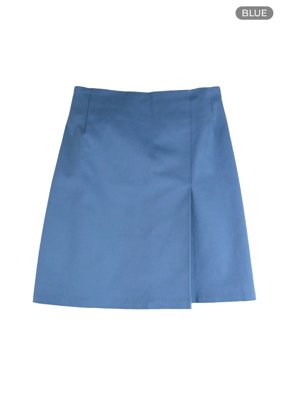 Solid Wrap Cotton Mini Skirt IM406