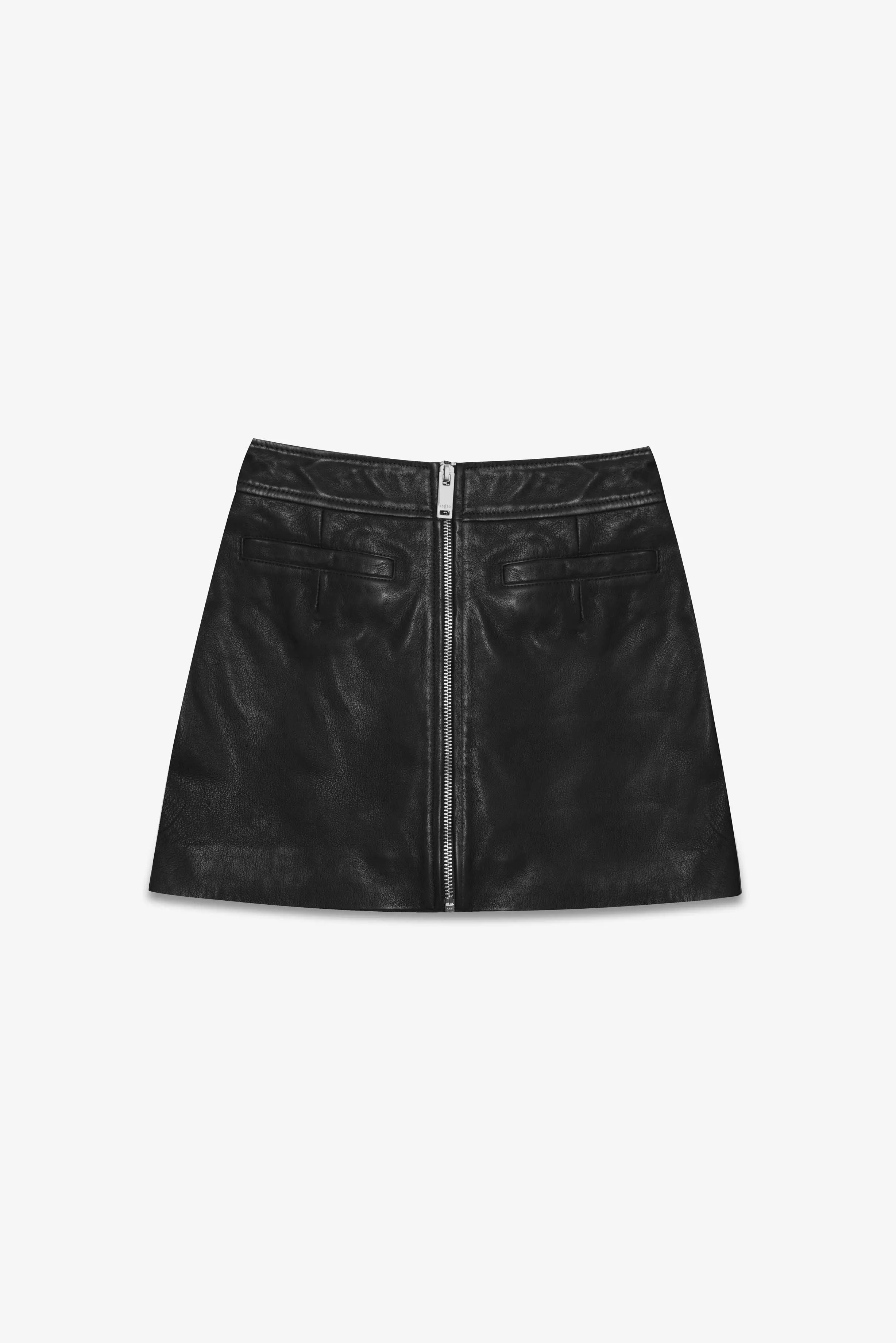 The Lita Zip Ultra Mini Skirt | Black Leather