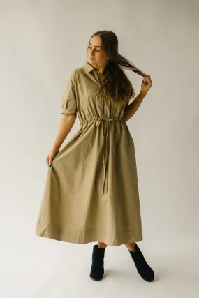 The Minden Cinch Detail Midi Dress in Khaki