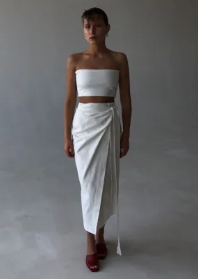 White Cotton Wrap Skirt By BIBLIOTHEQUE